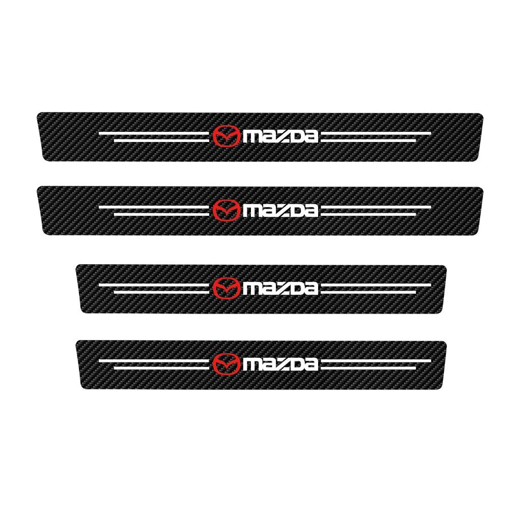 

2025 Hot 4Pcs Car Door Sill Protection Plate PU Leather Carbon Fiber Door Sill Anti-scratch Bumper Sticker For Mazda 2 3 Axela C