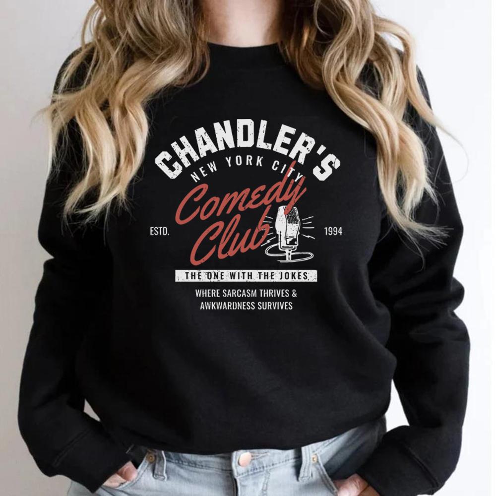 

Свитшот Chandler Friends, вдохновленный сериалом «Друзья», свитшот с круглым вырезом, винтажные графические толстовки с капюшоном, женские свитшоты с длинным рукавом S чёрный