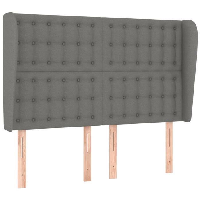 VidaXL Headboard with Ears Dark Grey 147x23x118-128 Cm Fabric3118389