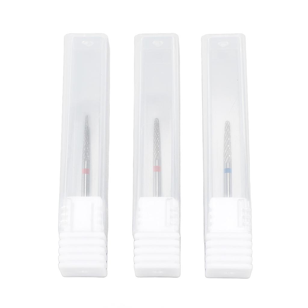 3pcs Nail Tungsten Steel Drill Bits Set Manicure Grinding Heads 2 in 1 Dual Head Nail Drill Bits for