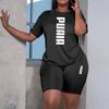 Sommarshorts för kvinnor 2-delat set Damer Vardaglig Casual Sport Kortärmad Träningsdräkt Mode Tryckt T-shirt Kläder
