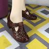 Hollow Hole Shoes Thick-heeled Middle-aged and Elderly Comfortable Retro Roman Sandals Soft-soled Mother Shoes