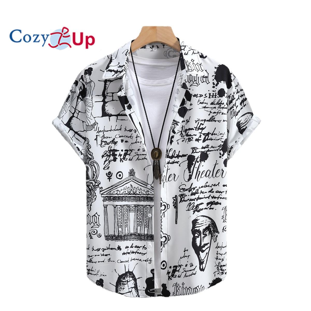 

Рубашка с принтом в стиле ретро, ​​мужская рубашка с короткими рукавами для мужчин, летняя рубашка, крутая мягкая рубашка XXL белый