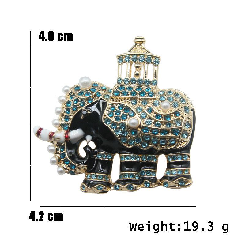 Vintage Stil Luxus Elefant Tiere Mehrfarbig Kristall Brosche Anstecknadel Goldfarben gray