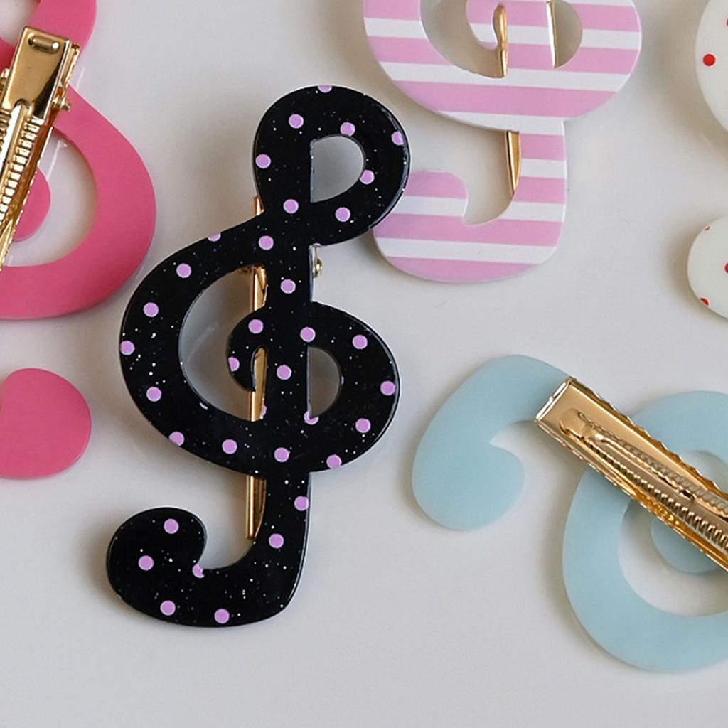 Stylish Striped Star Musical Note Resin Hair Clip For Women Girls Fashion Accessories