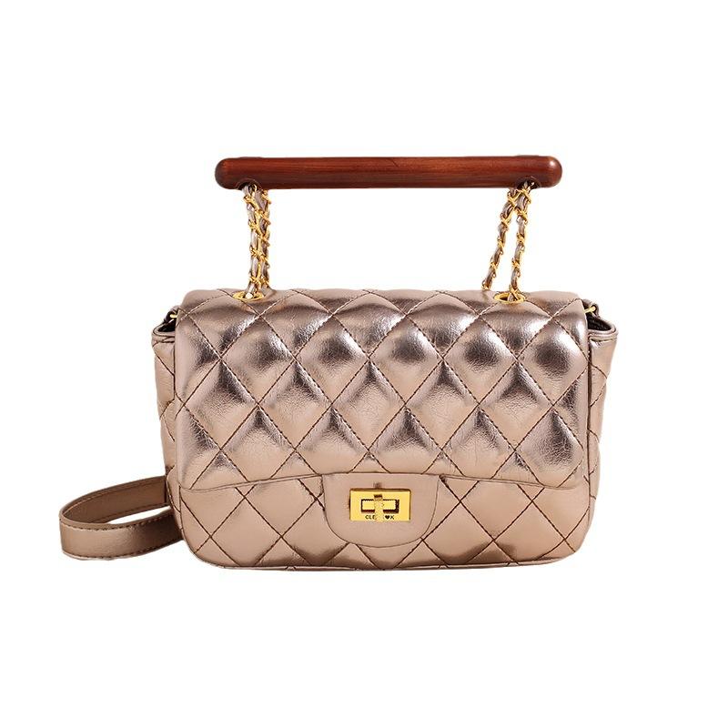 Niche High-end Fashion Bag Women's New 2025 Solid Color Xiaoxiangfeng Diamond Chain Bag Versatile Shoulder Bag