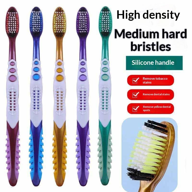 Manual Toothbrushes 5 Pack Medium Hard Bristles Non Slip Ergonomic Handle Perfect for Travel & Home Use