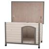 Classic Grey Wooden Dog Kennel with Flat Roof, Size M–L, 104 × 72 × 68 cm