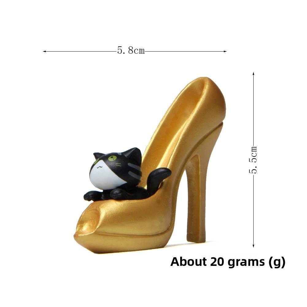 

Сладкий дом Чис Туфля на высоком каблуке Микроландшафтный декор для подарка Коллекционерам Мультяшный Gold Black Cat