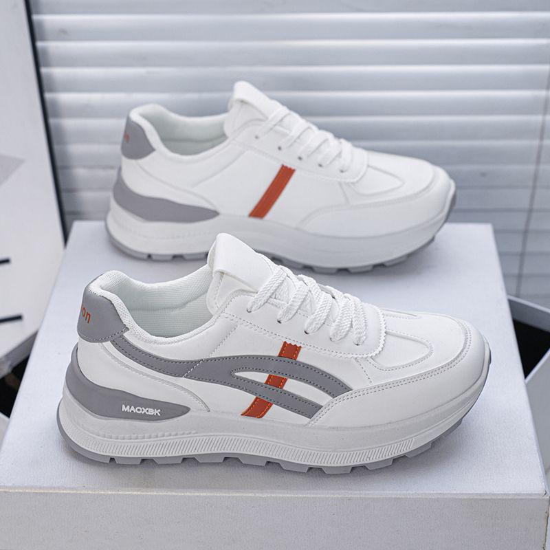 Spring Women's Breathable White Sneakers, Versatile Korean Style with Thick Soles for Height Boost, Casual Dad Shoes
