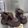 Leather Martin boots children's single boots early autumn new thick-soled heightening small short boots tooling locomotive boots