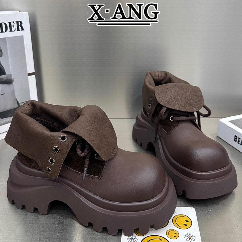 Leather Martin boots children's single boots early autumn new thick-soled heightening small short boots tooling locomotive boots