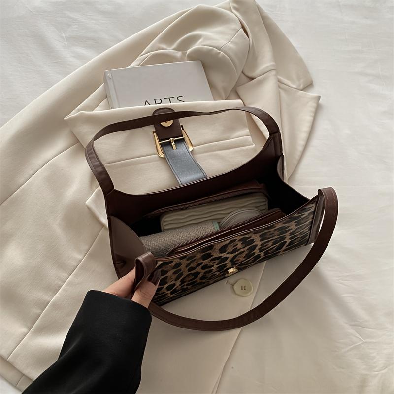 Women's Handbag, Retro Fashionable Leopard Print Versatile Underarm Shoulder Bag, Suitable for Work, Shopping, Commuting, and Vacation Occasions.