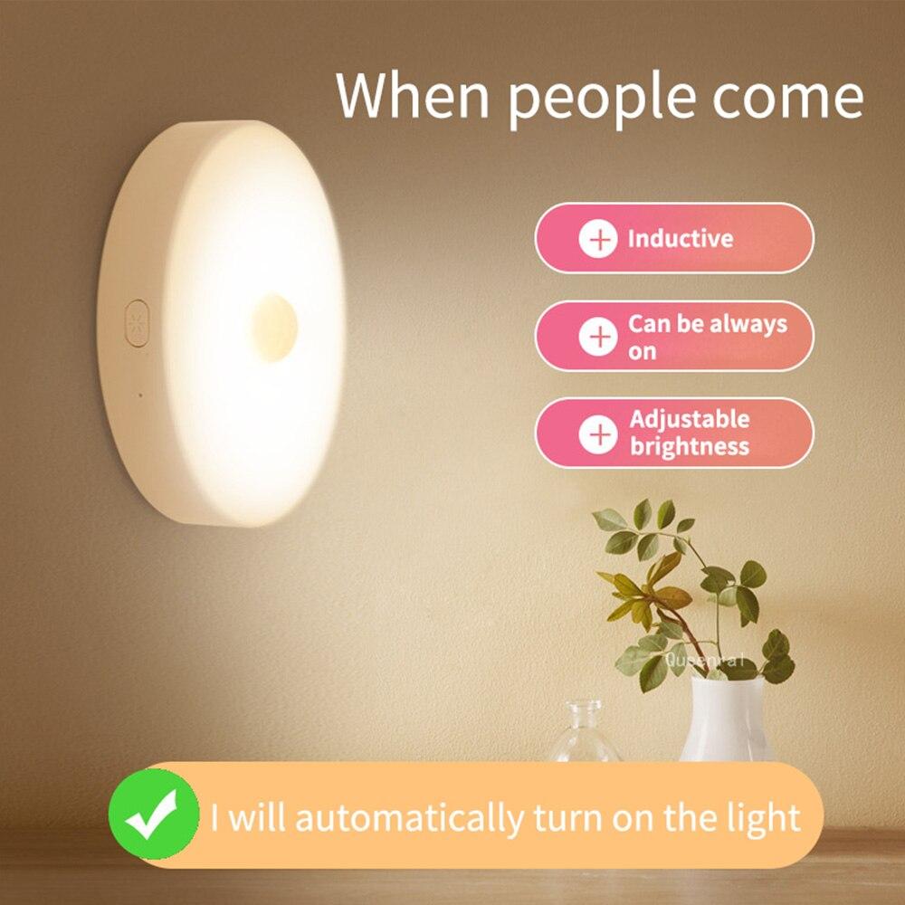 Luce Notturna LED A Sensore Di Movimento, Ricaricabile USB, 2700K Bianco Caldo, 3 Modalità (Auto/On/Off) Per Camera Letto, Bagno, Scale, Corridoio (2 Pezzi)