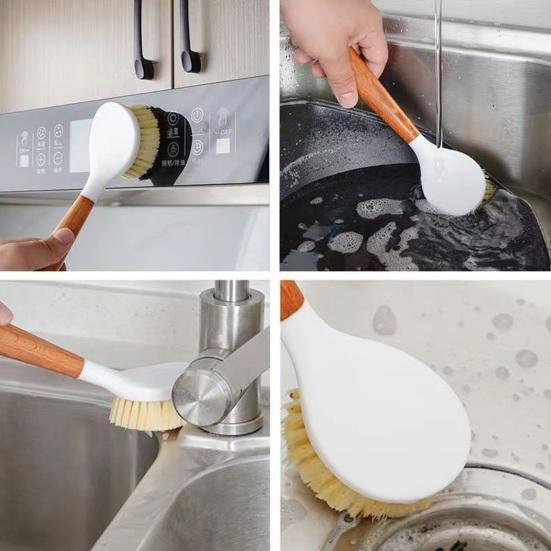 Pot Brush Non-Slip Handle Sturdy Bristles Pot Cleaning Brush Kitchen Sinks Pans Pots Plates Dish Brush with Hanging Loop