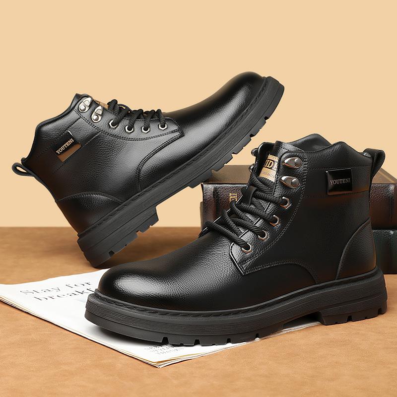 Wear-resistant and Breathable Men's Shoes Martin Boots Autumn and Winter Men's High-top Tooling Boots British Style Leather Boots