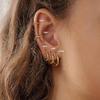 Stainless Steel Zirconia Ear Cuff & Stud Earrings Set – Elegant European & American Design