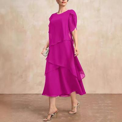 Women's Summer New Loose Belly Cover Layer Chiffon Dress Women