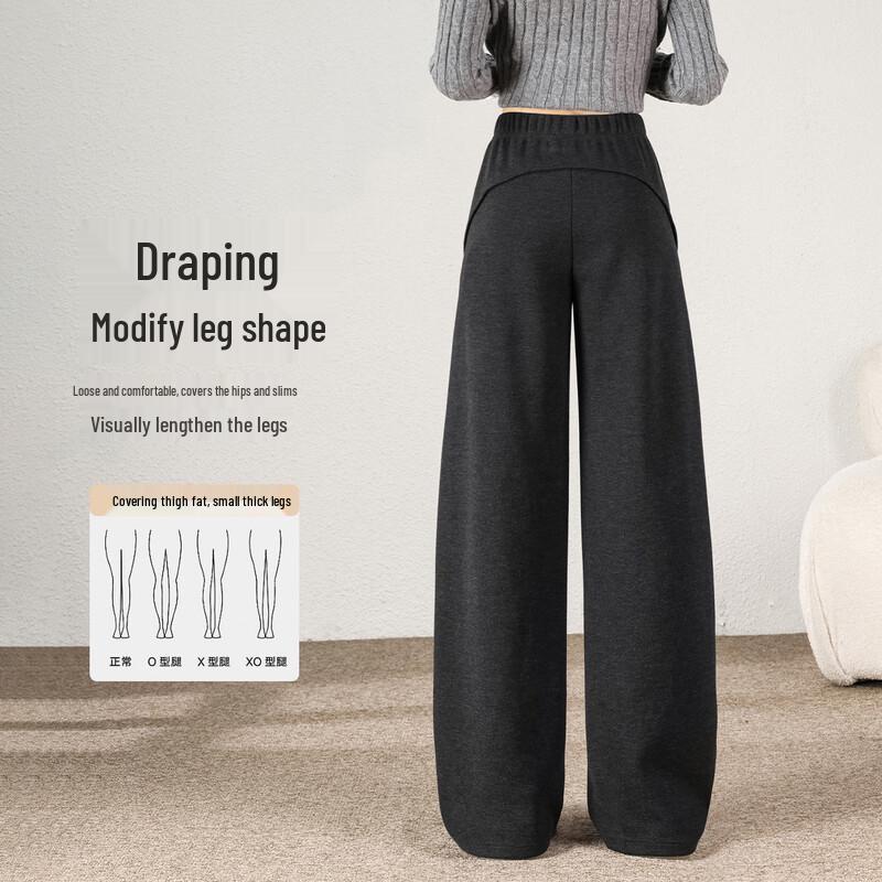 HSTYLE Women's Wool Blend Micro-Shaping Wide-Leg Casual Pants