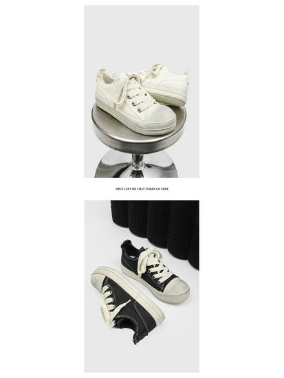 AFANTING Pánské trendy nízké plátěné boty, Černobílé, Silná podrážka, Šněrovací X280
