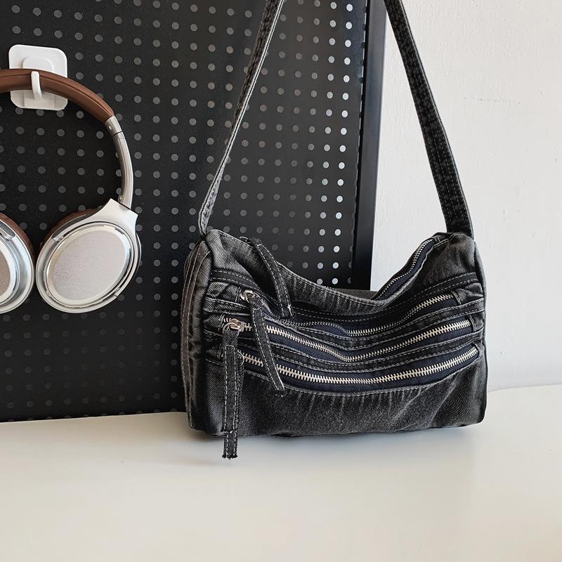 

Джинсовая сумка женская городская простая модная ретро маленькая квадратная сумка сумка через плечо чёрный