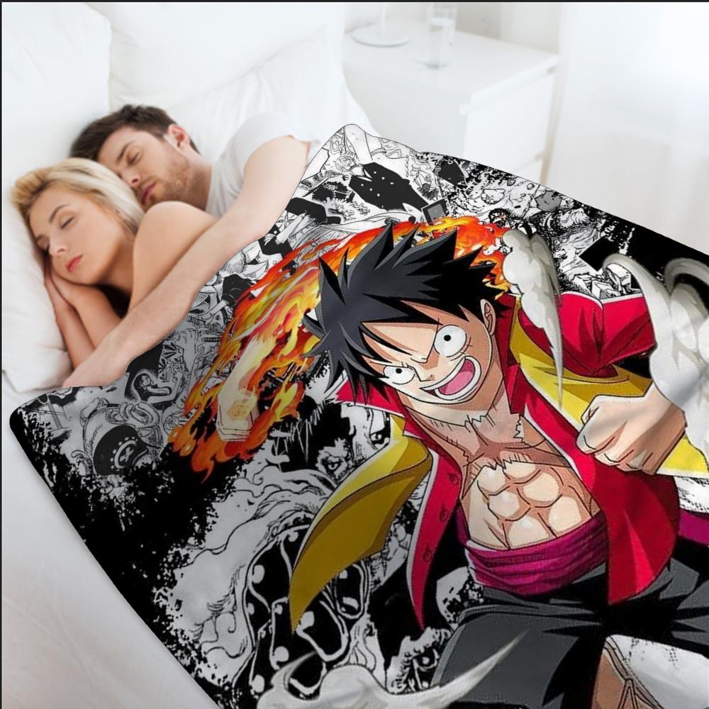 1Pz Coperta Plaid Anime O-One P-PieceS Estetica Portatile Casa Viaggio Campeggio Divano Picnic Spessa Calda Coperta in Flanella