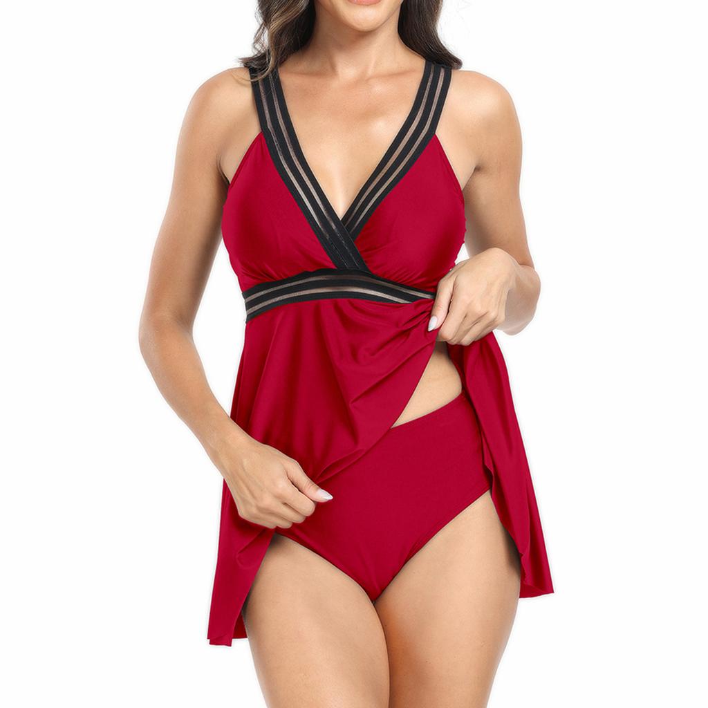 Women's Split Sexy Bikini Fashion Conservative Skirt Style With Bra Pad No Steel Bra Swimsuit