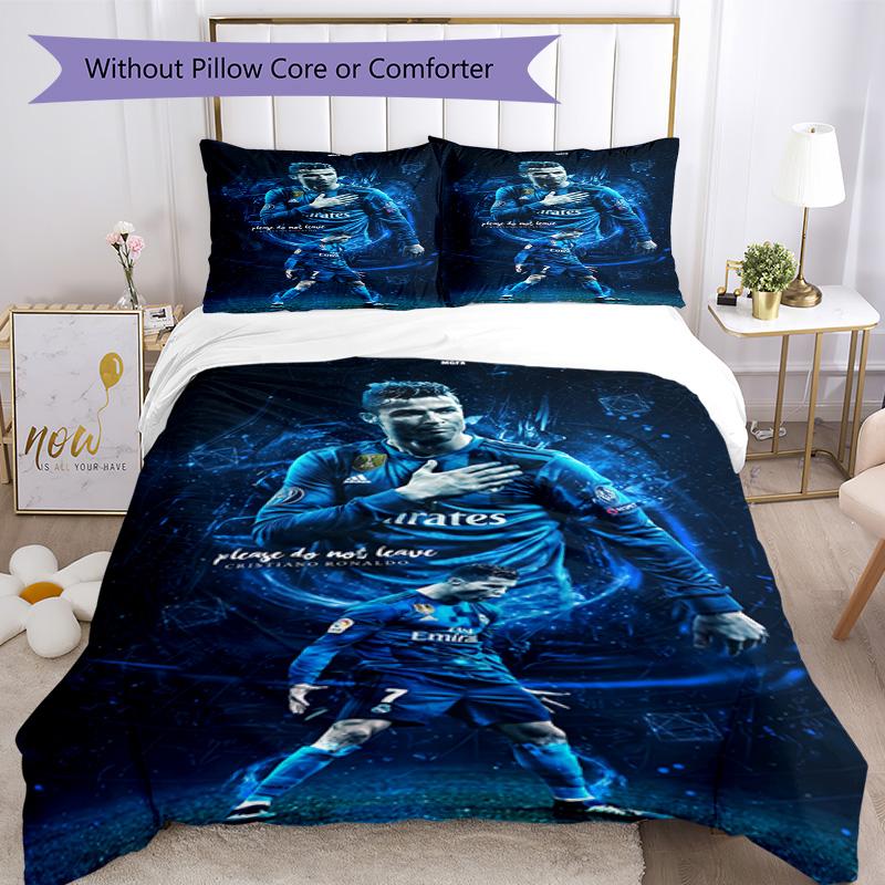 Cristiano Ronaldo Bettwäsche-Set Atmungsaktiver Bettbezug mit Kissenbezügen Dekorative Bettwäsche für Schlafzimmer Heimdekoration Geburtstagsgeschenk