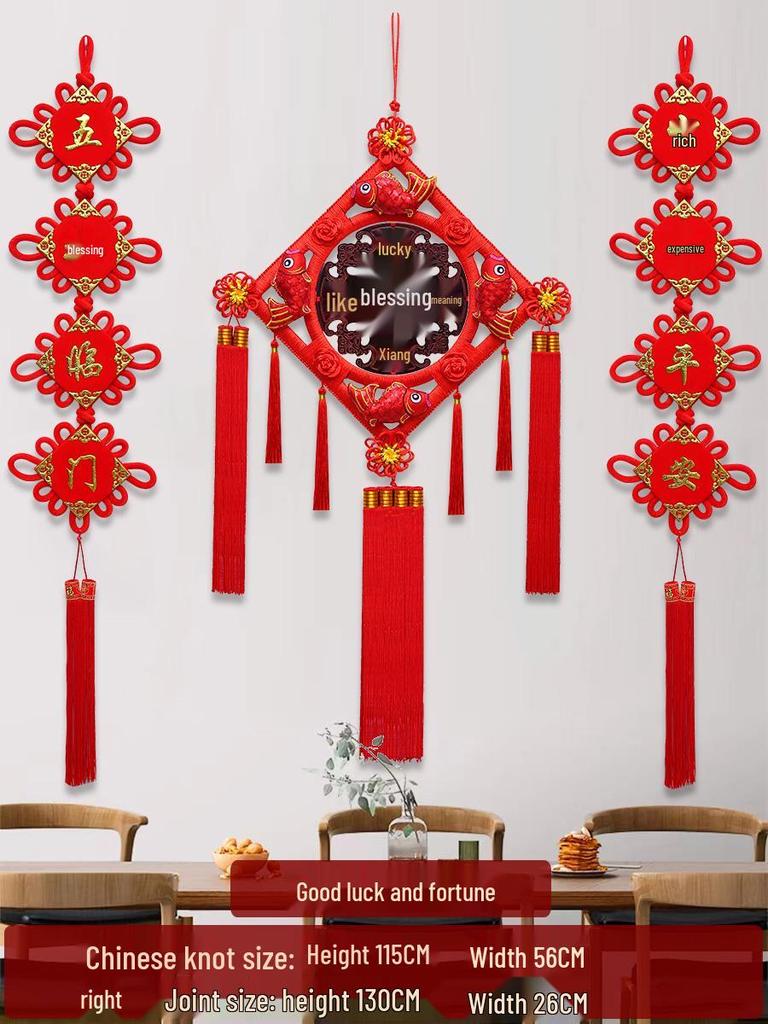 Großer Pfirsichholz Fu-Zeichen Anhänger für das Wohnzimmer: Chinesische Knoten-Dekoration für Wand oder Tür