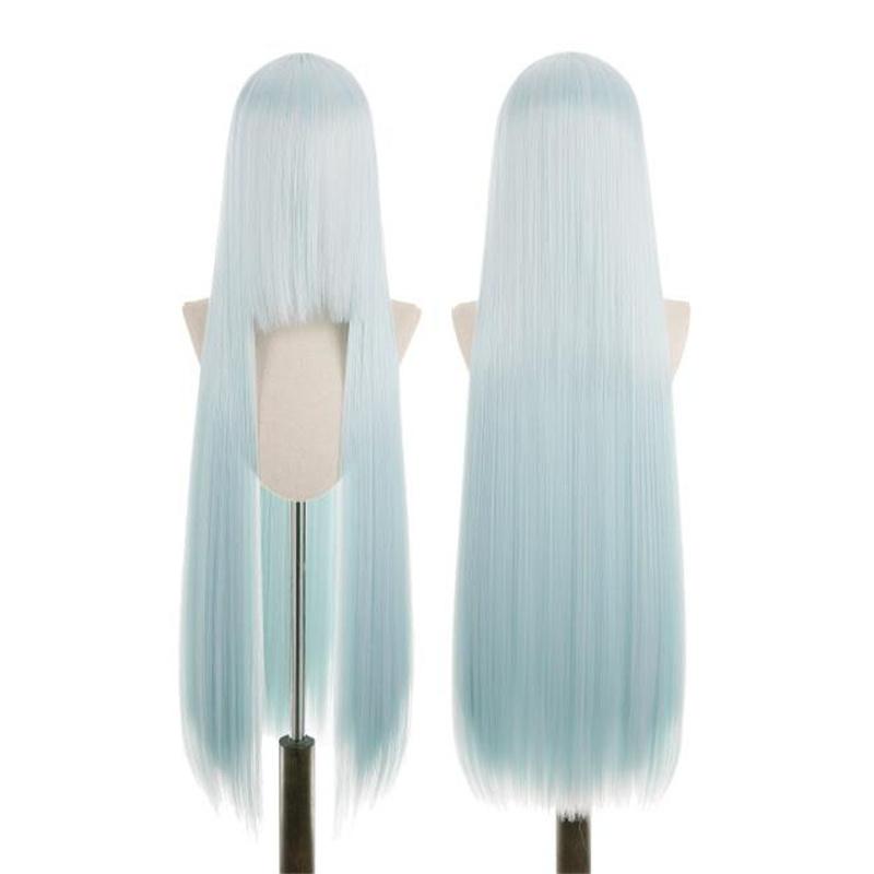 Perucă lungă și dreaptă de 100 cm, blondă, aurie, roz, portocaliu, maro, violet, albastru, verde, negru, gri, culori, rezistentă la căldură, păr Lolita