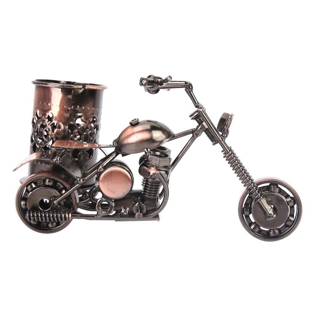 Iron Motorcycle Pen Holder Bronze Pencil Organizer Stand Pencil Holders Desk Pen Stand  Home Office