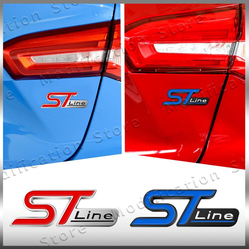 3D Metal Car Styling ST Line Logo Front Grill Badge Sticker For Ford Focus Fiesta Ecosport Mondeo Kuga Rear Trunk Side Fender