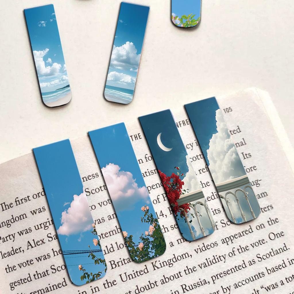 5PCS Heaven Cloud Magnetic Bookmarks Harajuku Fashion Library For Pages Books For Pages Readers Cafe Room Magnetic Bookmarks