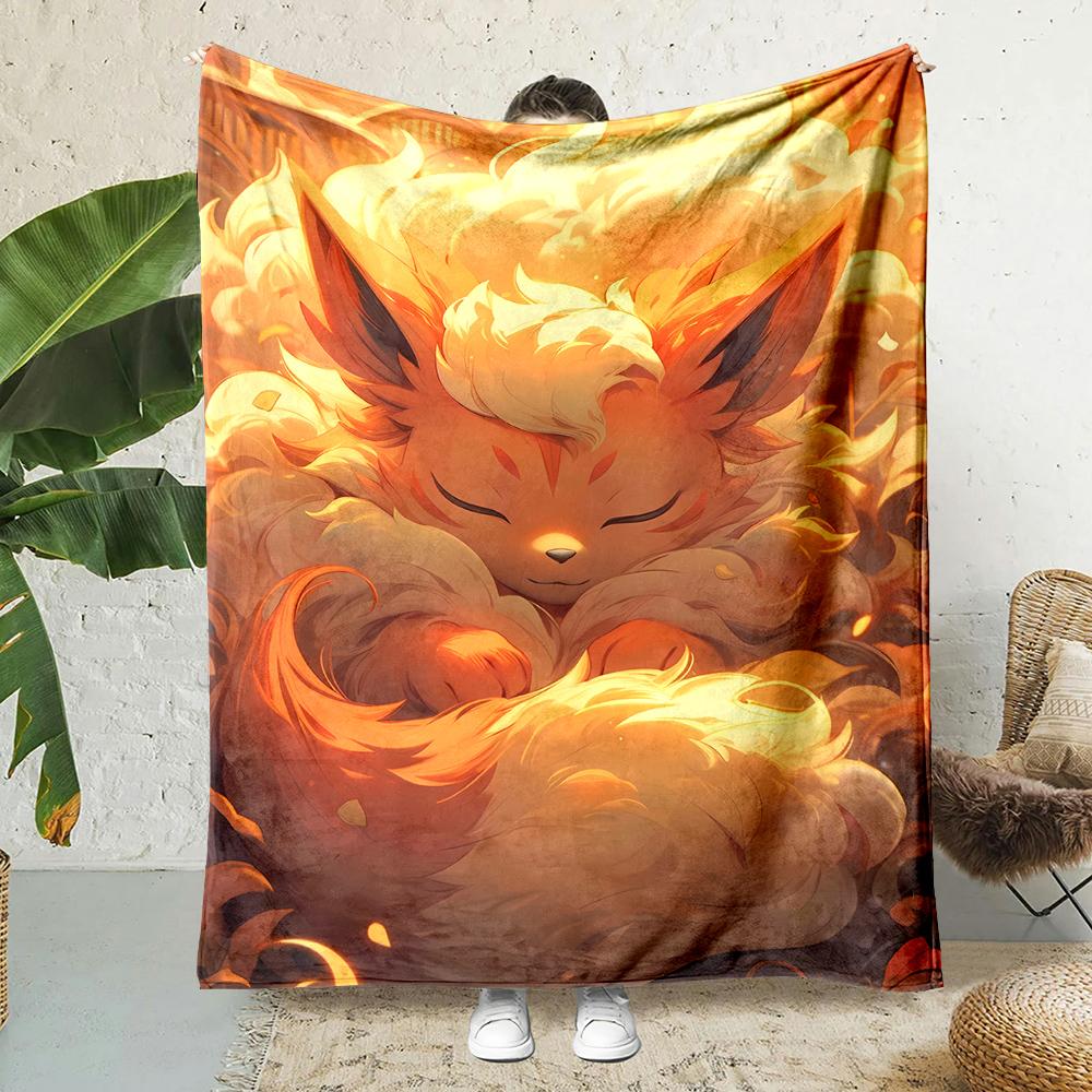 1PC Japanese Games E-Eevee Umbreon Cartoon Blanket Anime Soft Fluffy Plush Blanket Sofa Office Quilt Throw Picnic Beach Towel