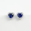 S925 Sterling Silver Heart-Shaped Sapphire and Diamond Stud Earrings for Women - Versatile Anniversary Jewelry