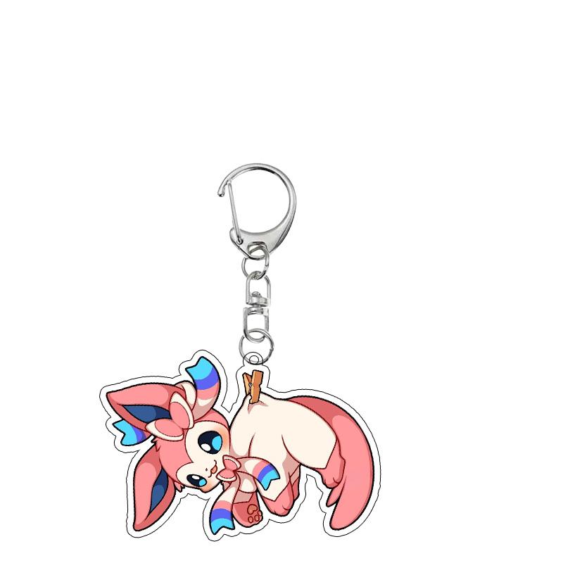 Creative Classics Eevee Anime Acrylic Keychain Pendant Decor Cartoon Umbreon Eevee Espeon Glaceon Jolteon Bag Key Ring Charm