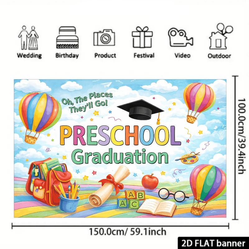 Rainbow Hot Air Balloon Tapestry, perfect for kindergarten graduation ceremonies and classroom celebration parties