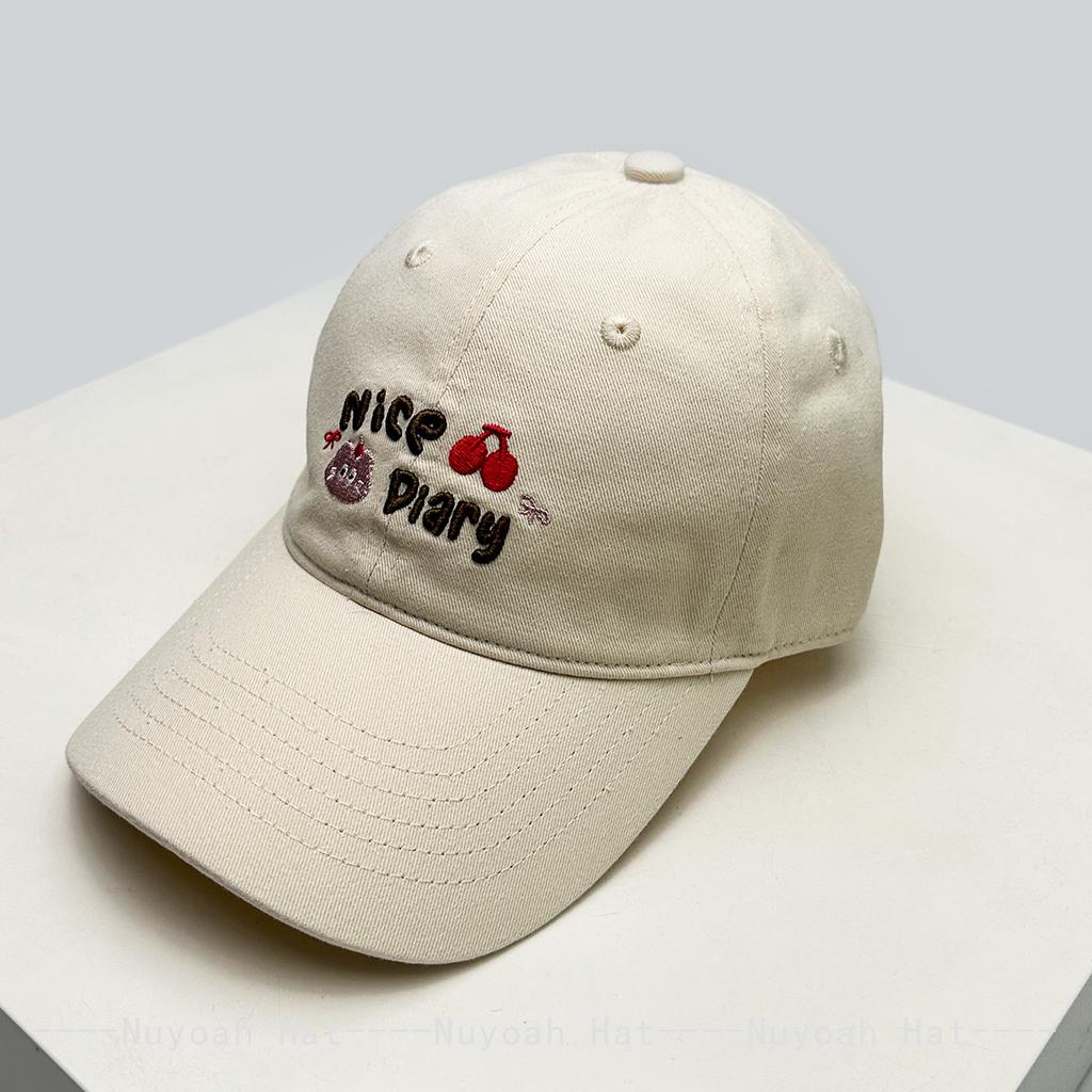 New Men Women Korean Kitten Cherry Letters Embroidery Baseball Hats Sunshade Cartoon Versatile Cute Peaked Caps Fashion Casual