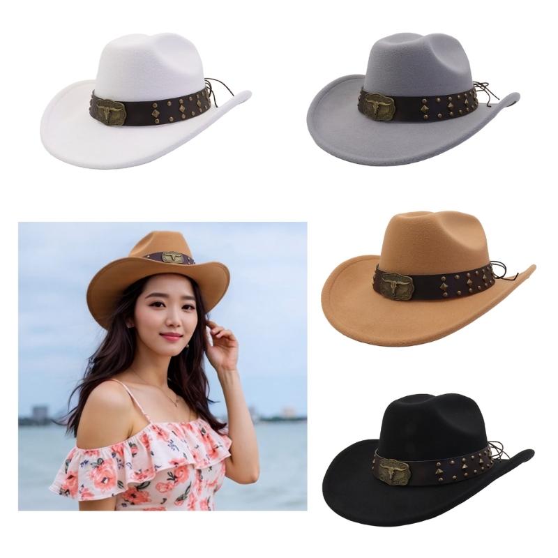 Ethnic Vintage Cowboy Hats Wide Brims Sun Protections Breathable Polyester Summer Outdoor Hat For Music Festivals
