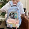 Schoolbag Student Pain Bag Large Capacity Transparent Junior High School Backpack Ins High School Fashion Backpack Versatile Contrast Color Campus 