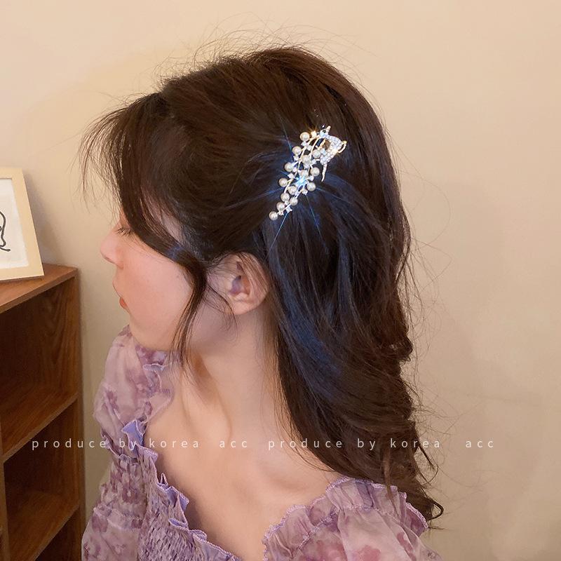 Diamond-encrusted Pearl Love Bow Hairpin Korean Hairpin Versatile Temperament Bangs Clip Ins Edge Clip Hair Accessories