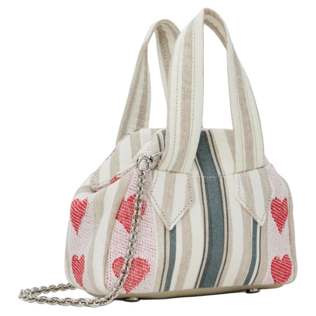 VIVIENNE WESTWOOD Silver Metal Accessories Fabric Shoulder Tote Bag Women Bags White 4703000BWW0148C301