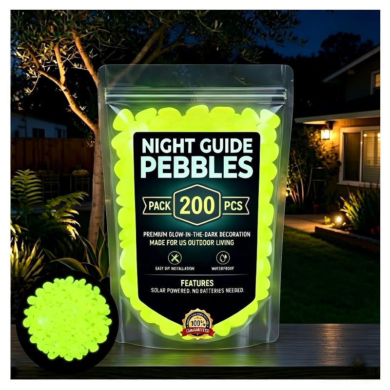 2026 Colorful Glow-in-the-Dark Garden Stones Night Guide Luminous Pebbles Rainbow Glow In The Dark Stepping Rocks Outdoor