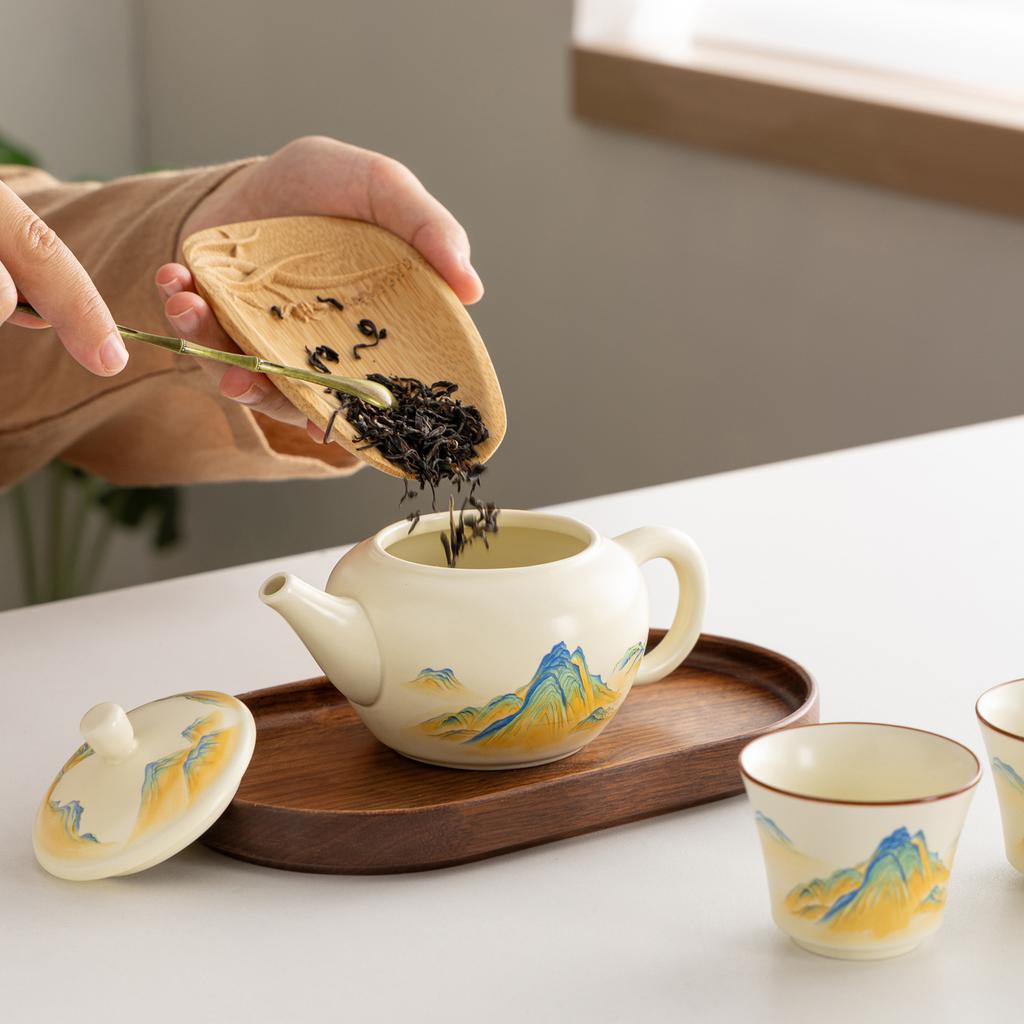 High-end tea set, a complete set of gift boxes, thousands of miles of Jiangshan merchandise gifts, souvenirs, the company's annual meeting can be