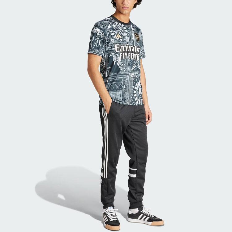 Adidas Arsenal Ian Wright Pre-Match Dry Fit Short Sleeve Football Shirt Men Tops Black IQ2464