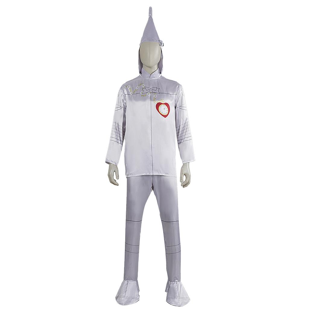 The Wizard of Oz Tin Man Cosplay Costume Adult Unisex Halloween Cosplay Silver Metallic Look