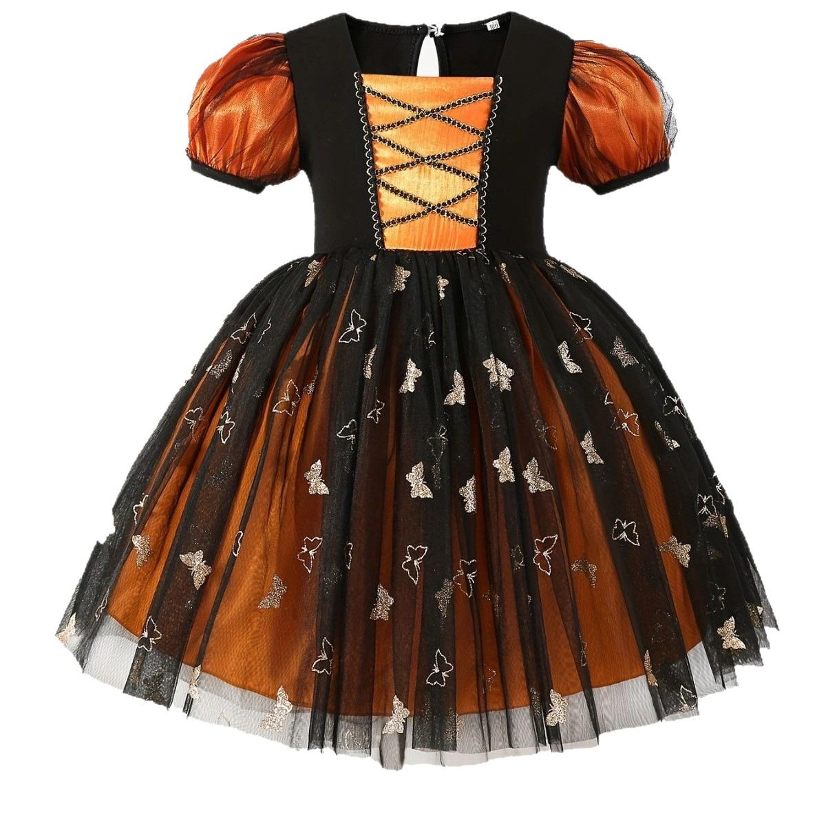 Halloween Children s Fashion Costume: Girls Puffy-Sleeve Tulle Butterfly Dress 100cm