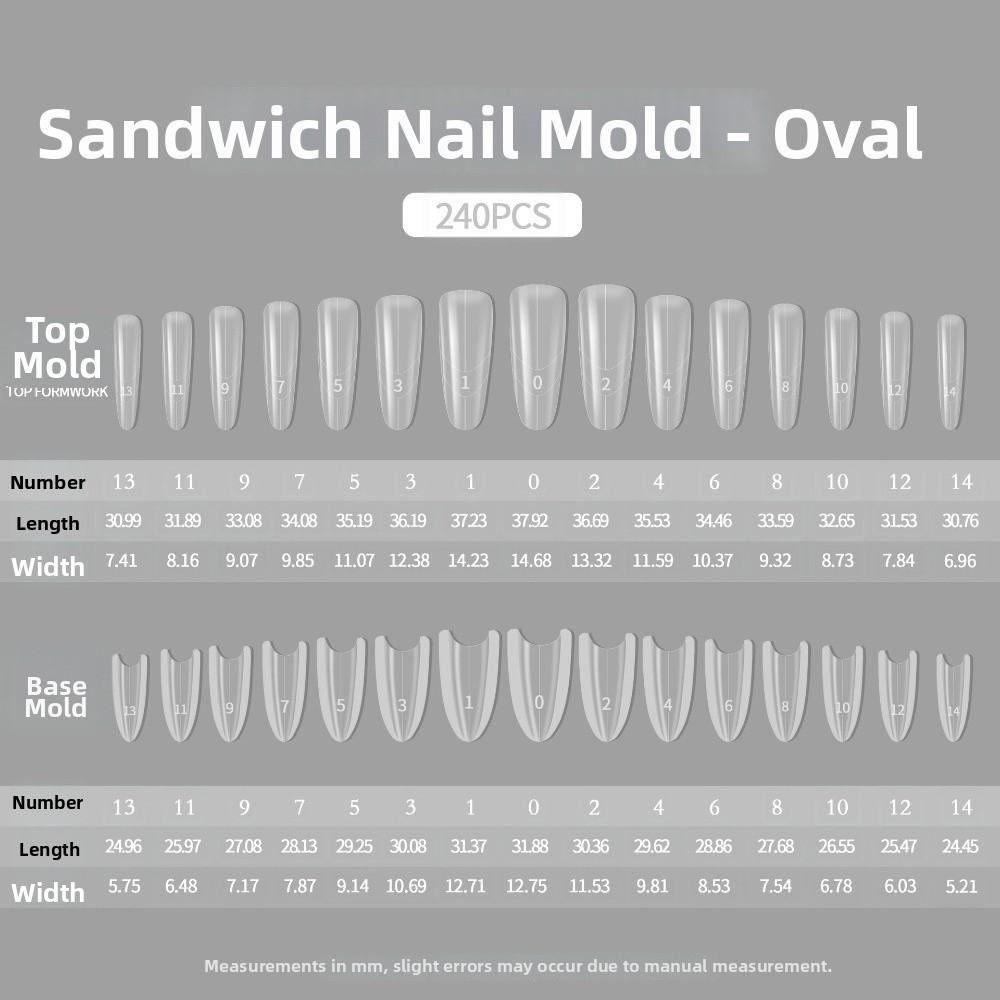 

240Pcs Full Coverage Nail Extension Mold Almond Shape Reusable Nail Mold Manicure Tools B