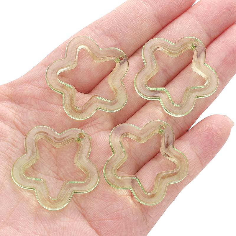 30mm 20pcs/bag Acrylic Transparent Five-Pointed Star Beads DIY Bracelet Necklace Earrings Jewelry Accessories