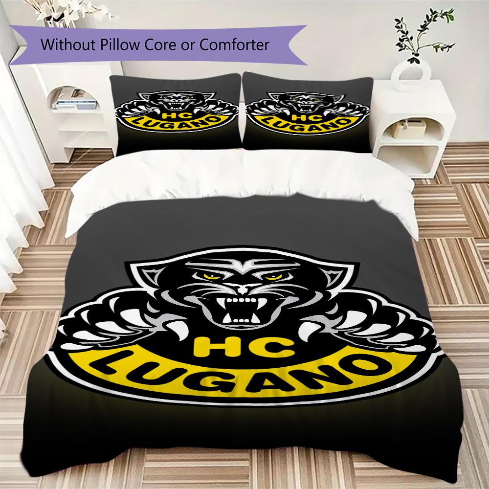 Biancheria da letto con motivo Hockey Club Lugano, Set piumone Copripiumino Federa Regalo di compleanno per la casa(1 * copripiumino + 2 * federa, senza nucleo)_lx